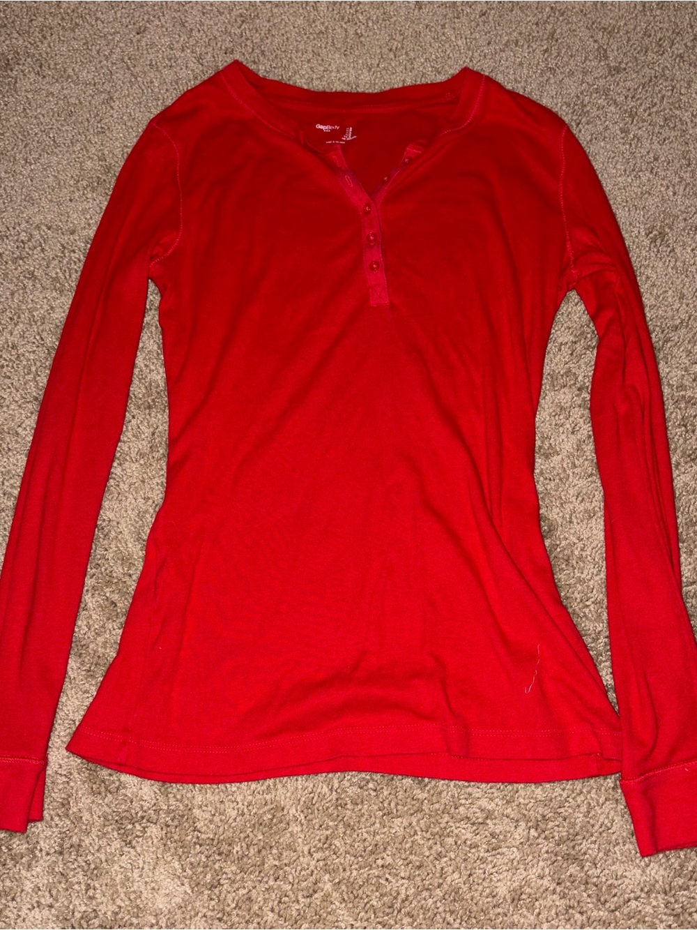 GAP Red Long-Sleeve Henley Top